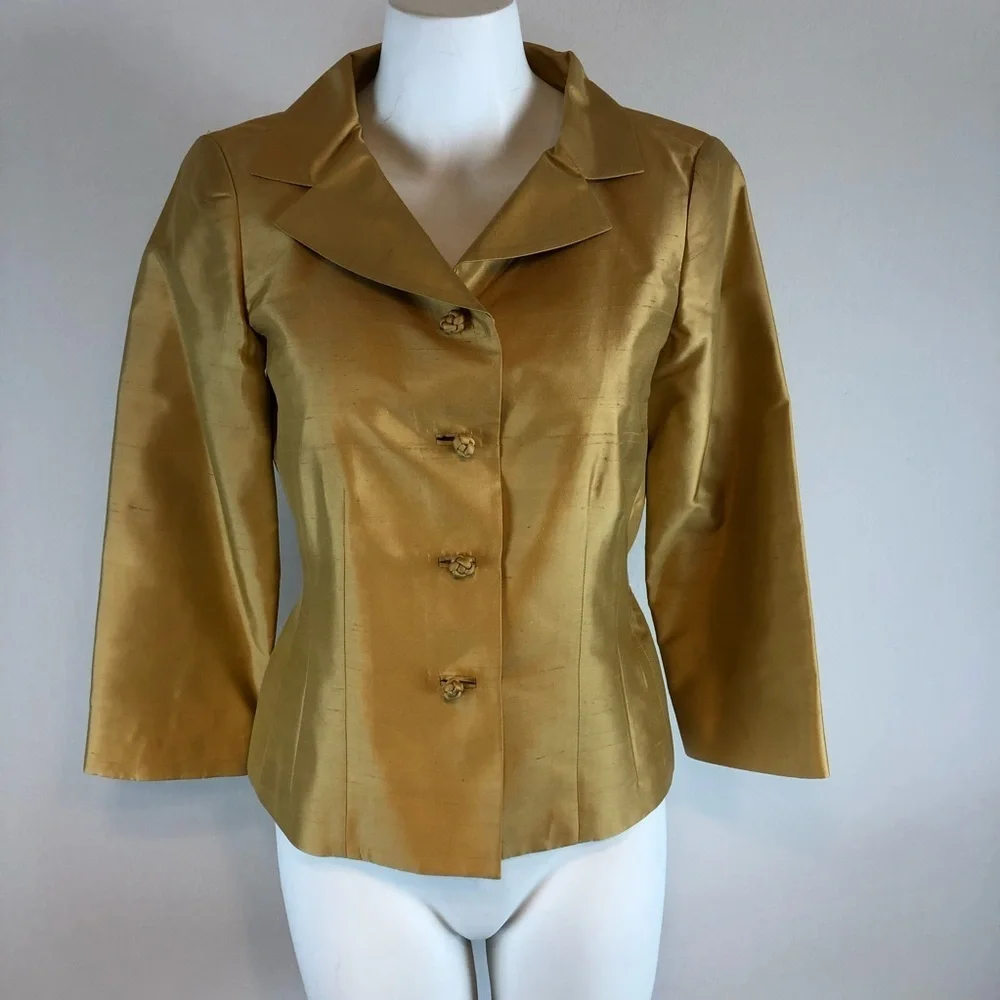Dana Buchman 100% Silk Blazer - size 2 - Picture 1 of 11
